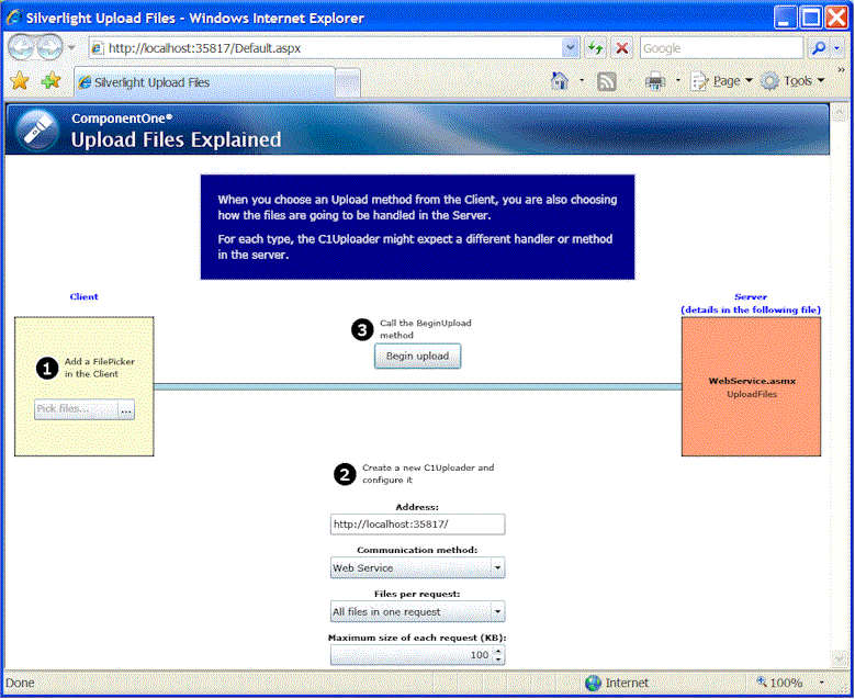 how to upload file in silverlight sample